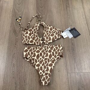 NWT It’s now cool x free people the ring Brown and Cream Print one piece S